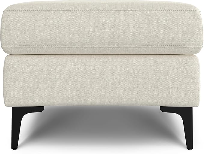 SIMPLIHOME Ava Large Rectangular Ottoman in 100% Recycled Polyester Tightly Woven Performance Fabric, Cream, 48-inches Wide, Multipurpose Table or Footrest Ottoman, Assembled, For Living Room