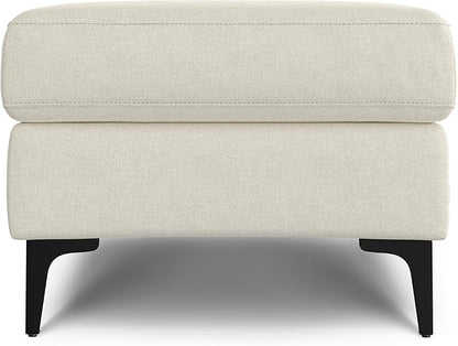 SIMPLIHOME Ava Large Rectangular Ottoman in 100% Recycled Polyester Tightly Woven Performance Fabric, Cream, 48-inches Wide, Multipurpose Table or Footrest Ottoman, Assembled, For Living Room
