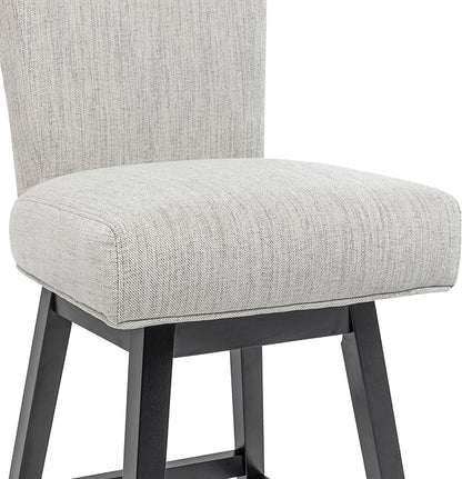 Bar Stools Set of 2, 26 Inch Upholstered Barstools with 15.7" High Back and Footrest, Swivel Counter Height Barstools for Kitchen Island Home Bar Performance Fabric Ivory White