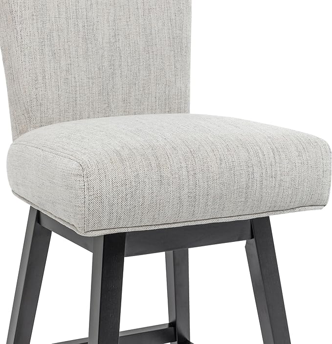 Bar Stool, 26 Inch Upholstered Barstools with 15.7" High Back and Footrest, Swivel Counter Height Barstools for Kitchen Island Home Bar Performance Fabric Ivory White