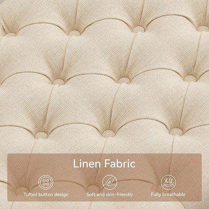 50" Storage Ottoman Bench, Rectangular End of Bed Storage Bench, Upholstered Large Fabric Tufted Ottoman with Storage for Living Room, Bedroom, Entryway,Khaki