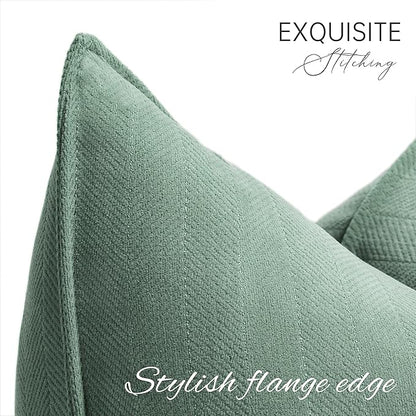 ZWJD Dusty Green Pillow Covers 18x18 Set of 2 Chenille Throw Pillow Covers with Elegant Design Soft and Luxurious Decorative Throw Pillows for Couch, Bed, and Home Decor