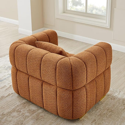 VANOMi Oversized Accent Chairs Set of 2, Boucle Arm Chair with Deep Seat, Oversized Comfy Reading Chair for Living Room, Bedroom, Office, Apartment，Curry (2 Piece)
