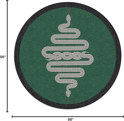 RUGGABLE x Jonathan Adler Machine Washable Modern Area Rug – Venom Emerald 8 ft Round, Stain-Resistant, Non-Slip – Large Rugs for Living Room, Bedroom, Hallway, Entryway & Office–with Standard Pad