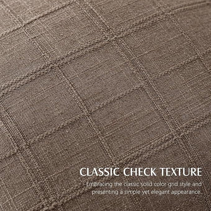 Foindtower Set of 2 Decorative Linen Check Throw Pillow Covers Neutral Farmhouse Vintage Cushion Covers Modern Boho Home Decor for Sofa Chair Couch Bedroom Living Room,18×18 Inch,Taupe Grey