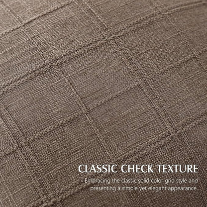 Foindtower Set of 2 Decorative Linen Check Throw Pillow Covers Neutral Farmhouse Lumbar Cushion Covers Modern Boho Home Decor for Sofa Chair Couch Bedroom Living Room,12×24 Inch,Taupe Grey