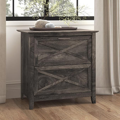 Bush Furniture Key West 2 Drawer Lateral File Cabinet in Dark Gray Hickory, Document Storage for Home Office, Accent Chest with Drawers