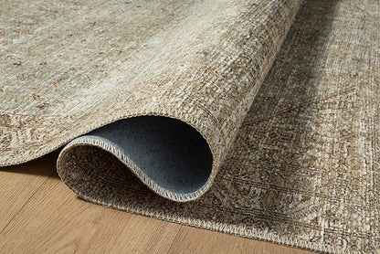 Loloi Amber Lewis Cambria Collection CBR-05 Aqua/Natural 5'-0" x 7'-6" Area Rug Jute, Neutral, Vintage Style, Antique Tone, Living, Bedroom, Dining, Carpet