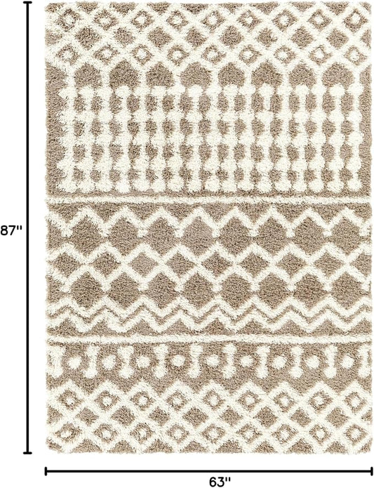 Livabliss Hapsburg Moroccan Shag Area Rug,5'3" x 7'3",Medium Brown