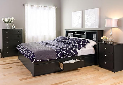 Prepac Sonoma Traditional Tall Nightstand Side Table with 3 Drawers, Functional Tall 3-Drawer Bedside Table 16" D x 23" W x 29" H, Black, BDC-2403
