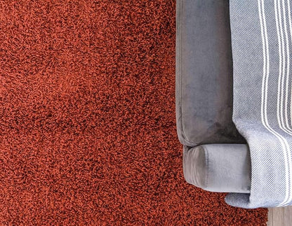 Unique Loom Solid Shag Collection Area Rug (4' 1" x 6' 1" Rectangle, Terracotta)