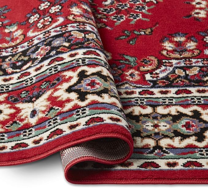 Home Dynamix Premium Sakarya Traditional Medallion Border Area Rug, Claret, 5'2"x7'4" Rectangle
