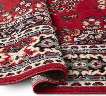 Home Dynamix Premium Sakarya Traditional Medallion Border Area Rug, Claret, 5'2"x7'4" Rectangle