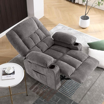Power Recliner Chair with Rocking Function for Adults,Oversized Swivel Recliner with 2 Cup Holders,Side Pocket for Living Room