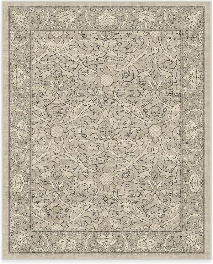 RUGGABLE x Morris & Co Washable Area Rug – Montreal Natural Stone 8x10, Stain-Resistant, Non-Slip – Large Machine Washable Rugs for Living Room, Bedroom, Hallway, Entryway & Office–with Cushioned Pad