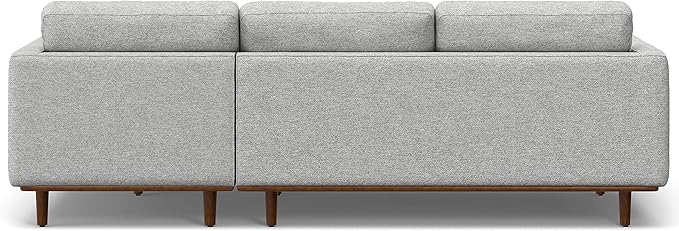SIMPLIHOME Morrison Right Sectional Sofa in Woven-Blend Recycled Polyester Fabric, Mist Grey, 102-inches Wide, L-Shaped Couch with Right Chaise for the Living Room and Family Room
