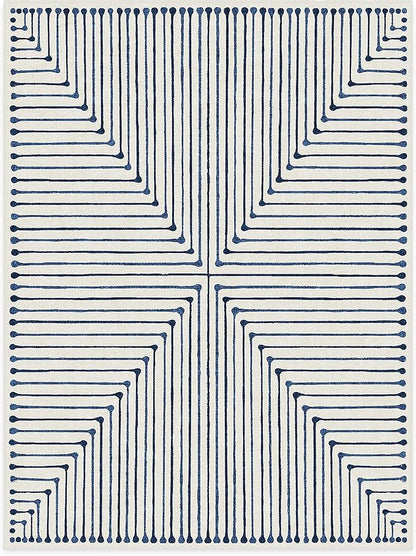 RUGGABLE x Jonathan Adler Machine Washable Modern Area Rug – Inkdrop Slate Blue 9x12, Stain-Resistant, Non-Slip – Large Rugs for Living Room, Bedroom, Hallway, Entryway & Office–with Cushioned Pad