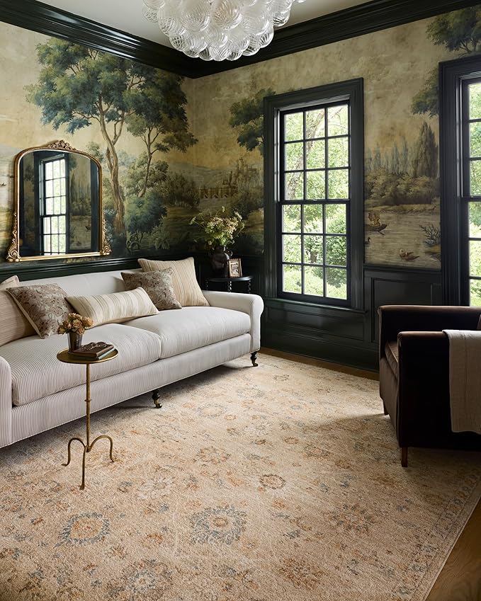Loloi Chris Loves Julia Palma Collection PLM-11 Natural/Multi 3'-6" x 5'-6" Fringe Accent Rug Vintage Style Boho Living Room Bedroom Carpet