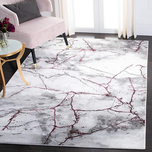 SAFAVIEH Craft Collection Accent Rug - 2'7" x 5', Grey & Wine, Modern Abstract Design, Non-Shedding & Easy Care, Ideal for High Traffic Areas in Entryway, Living Room, Bedroom (CFT877S)