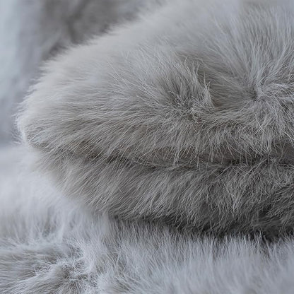 Neelvin Light Grey Faux Fur Cozy Fluffy Double-Sided Decorative Throw Pillow Covers 24x24 inch Set of 2,Velvet Pillowcase Cushion Case for Sofa Couch