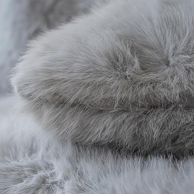 Neelvin Light Grey Faux Fur Cozy Fluffy Double-Sided Decorative Throw Pillow Covers 18x18 inch Set of 2,Velvet Pillowcase Cushion Case for Sofa Couch