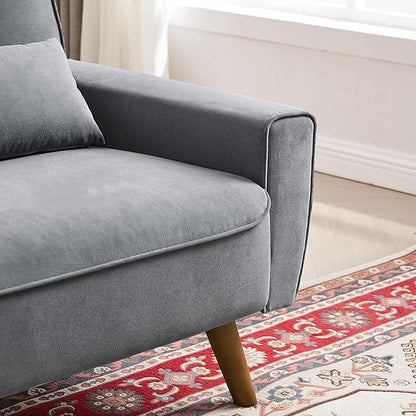 48.8" Small Loveseat Sofa, Mid Century Modern Love Seat Couch with Back Cushions and Plastic Legs, 2 Seater Couches for Living Room, Bedroom, Small Spaces, Light Grey