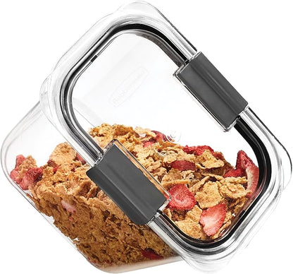 Rubbermaid Brilliance 12-Cup Airtight Food Storage Container, Perfect for Pantry Staples, Clear/Grey