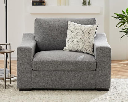 ABCASA 47" W Oversized Accent Chair Set of 2, Comfy Upholstered Sofa Chair with Large Seat and Wide Armrest, Pet-Friendly Modern Lounge Armchair for Living Room/Apartment/Bedroom, Premium Linen, Grey