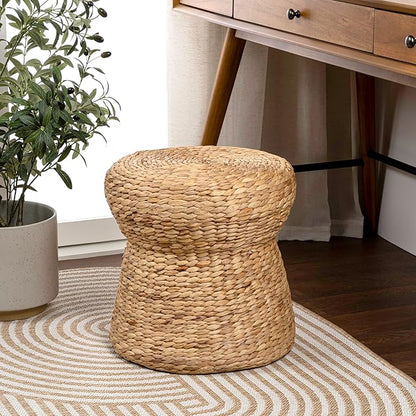JONATHAN Y TBL2502A Alberto 18.5" Modern Bohemian Hand-Woven Hyacinth Mushroom Ottoman for Living Room, Bedroom, Entryway, Foyer, Natural Seagrass Foot Stool, Handwoven Footrest, Natural