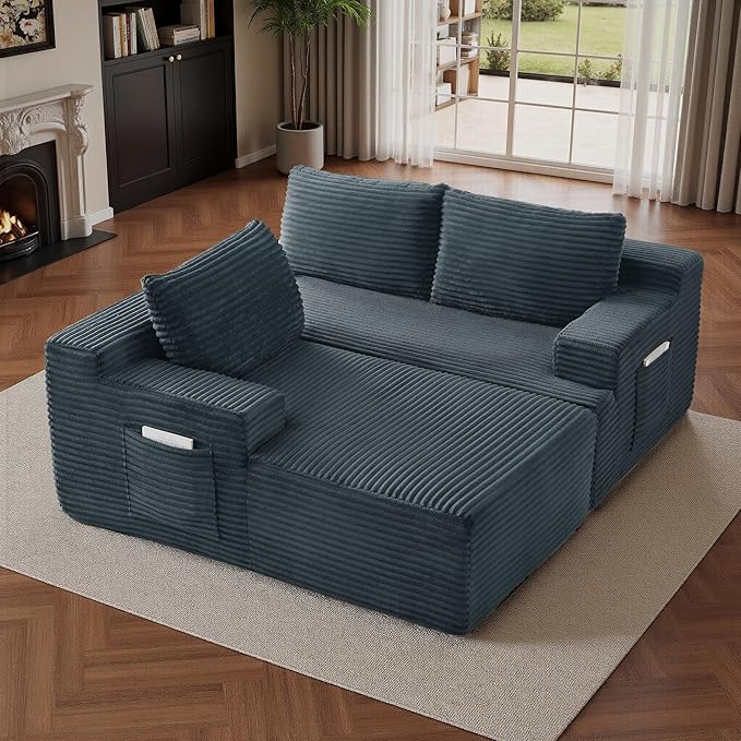 96''Sectional Couches for Living Room,Modern Modular Sectional Sofa,Upholstered Boneless Couch with Pockets,Comfy Cloud Couch with L Shaped Chaise(Dark Grey, 96''W Left Facing Chaise)