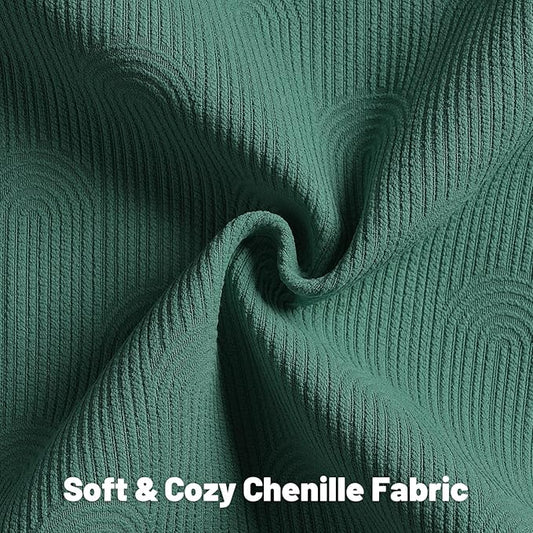 FUTEI Teal Chenille Decorative Throw Pillow Covers 22x22 Inch Set of 2,Soft Cozy Striped Geometric Patterns Cushion Cases,Modern Home Decor for Couch Bed Living Room