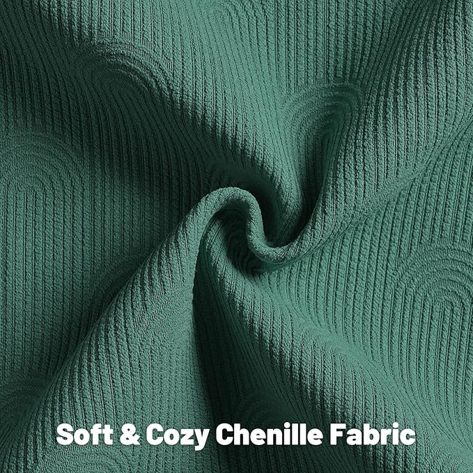 FUTEI Teal Chenille Decorative Throw Pillow Covers 24x24 Inch Set of 2,Soft Cozy Striped Geometric Patterns European Cushion Cases,Modern Home Decor for Couch Bed Living Room