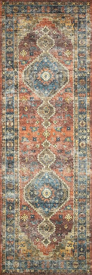 Loloi Skye Collection SKY-11 Rust/Blue 2'-6" x 10'-0" Runner Rug