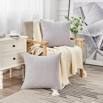 GAWAMAY Decorative Square 16x16 Inch Throw Pillow Covers Set of 2, Super Soft Chenille Pillows Farmhouse Fall Pillowcase for Living Room Bedroom Sofa Couch Cushion Cover Light Grey 40x40cm