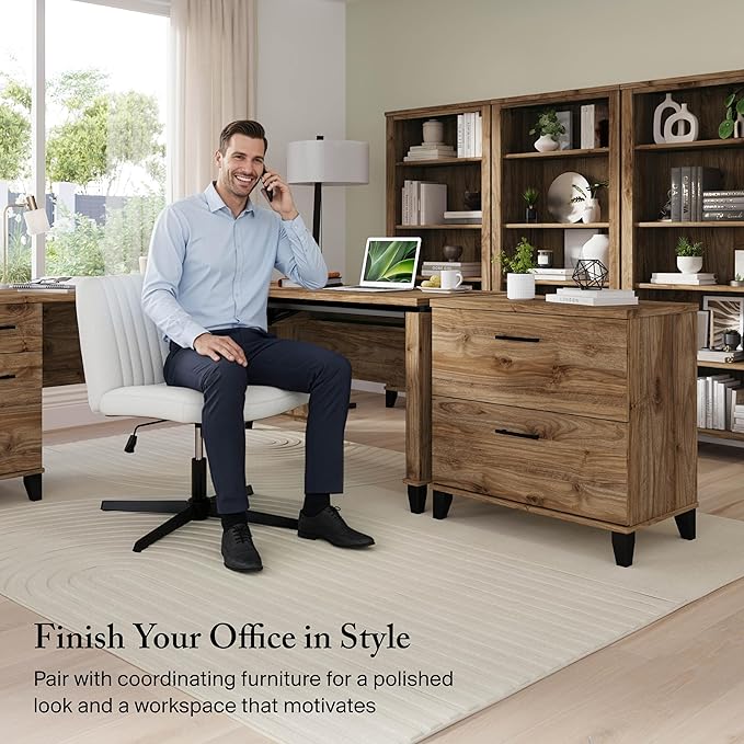 Bush Furniture 2 Drawer Lateral File Cabinet, Letter and Legal-Size Document Storage for Home or Professional Office, Somerset Collection, Fresh Walnut