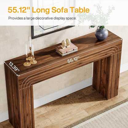 Tribesigns Farmhouse Console Table, 55-Inch Entryway Table with Heavy Duty Legs, Long Narrow Sofa Table Behind Couch, Wooden Accent Furniture for Hallway, Living Room, Entrance, Foyer (Walnut Brown)