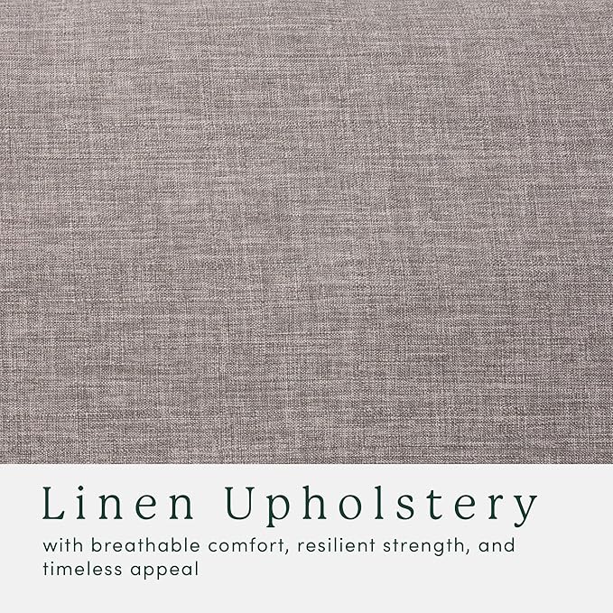 Walker Edison Nash Modern Farmhouse Large Oversized Linen Ottoman, Dark Grey