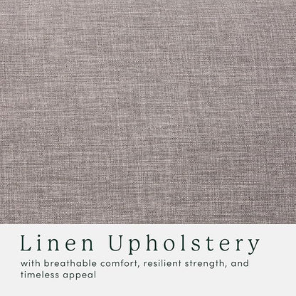 Walker Edison Nash Modern Farmhouse Large Oversized Linen Ottoman, Dark Grey