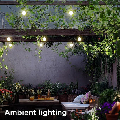 Enbrighten Globe Outdoor String Lights, 44ft, 12 Large 4in Round Bulbs, 2700K Warm White LED, Waterproof, Patio, Backyard, Garden, Pergola, Balcony, 84331