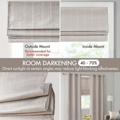 Madison Park Galen Cordless Roman Shade, 35"W x 64"H, Sheen Taupe – Room Darkening, Thermal Insulated, Energy Efficient Window Blind with Subtle Sheen Basketweave Fabric for Privacy