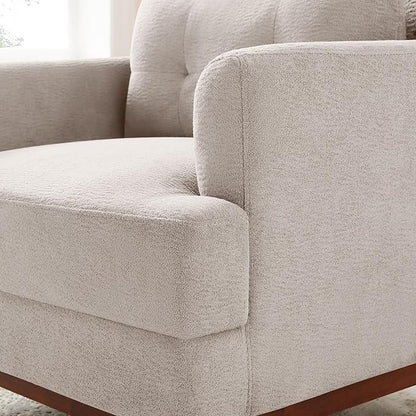 VANOMi Accent Chairs for Living Room, Mid-Century Modern Accent Chair with Armrest, Terry Fabric Cozy Reading Chairs for Adults, Bedroom, Apartment, Camel
