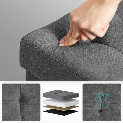 SONGMICS Storage Ottoman Bench, Foldable Foot Rest with Legs, 15 x 30 x 15.2 Inches, End of Bed Bench, Storage Chest, Load up to 660 lb, for Living Room, Bedroom, Entryway, Slate Gray ULSF16GYZ