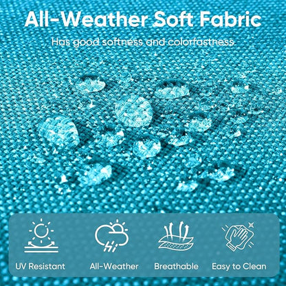 Outdoor Chair Cushions for Patio Furniture - 1 Pack Outside High Back Thick Water-Resistant Cushion 22x24 with Zipper Cover for Wicker Glider Rocking Chairs Loveseat Couch – Teal/Buckle
