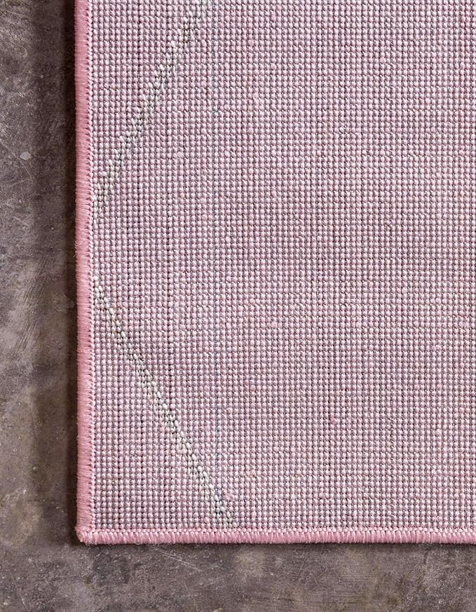 Unique Loom Trellis Frieze Collection Area Rug - Geometric (6' Square, Light Pink/ Ivory)