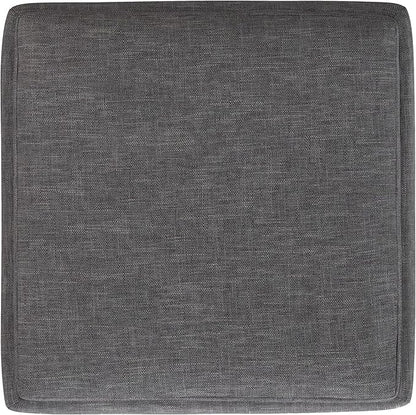 SIMPLIHOME Natasha 18 inch Wide Mid Century Square Mid Century Storage Ottoman with Tray in Slate Grey Polyester Linen, Assembled, For the Living Room, Entryway and Family Room