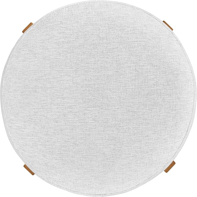 Christopher Knight Home Lera Modern Counter Height Bar Stools Set of 2, Fabric Round Stool Chair for Kitchen Island, Wooden Dining Room Chair, Upholstered Counter Stool with Footrest, Walnut+Ivory