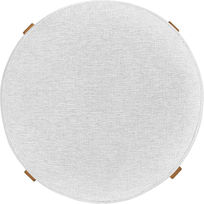 Christopher Knight Home Lera Modern Counter Height Bar Stools Set of 2, Fabric Round Stool Chair for Kitchen Island, Wooden Dining Room Chair, Upholstered Counter Stool with Footrest, Walnut+Ivory
