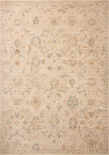 Loloi Chris Loves Julia Palma Collection PLM-11 Natural/Multi 3'-6" x 5'-6" Fringe Accent Rug Vintage Style Boho Living Room Bedroom Carpet