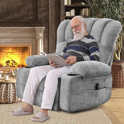 DURASPACE Power Lift Recliner Electric Lift Massage Recliner Chairs with Heat, Large Shell Velvet Backrest Lift Chair Recliners for Elderly, Seniors (Gray)