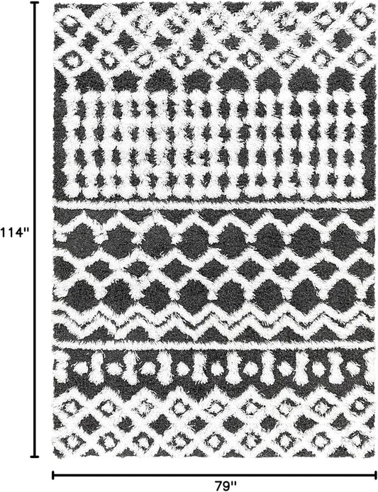 Livabliss Hapsburg Moroccan Shag Area Rug,6'7" x 9'6",Black/White